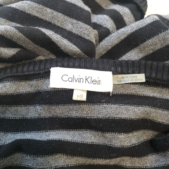 CALVIN Klein Striped Grey & Black Pullover Sweater large - Picture 5 of 7